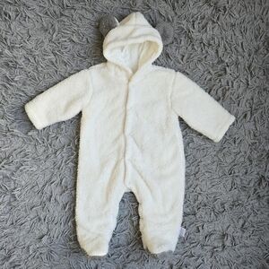 Cozy Plush Baby Onesie with Gray Ears